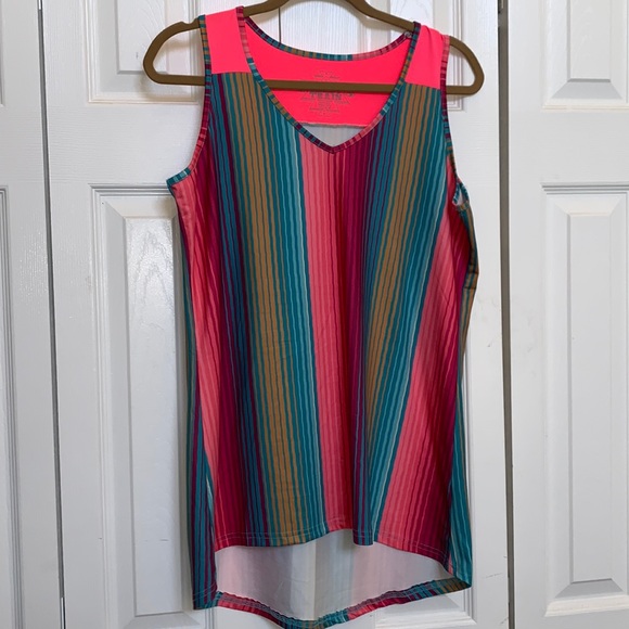 NWOT Crazy Train Serape neon tank top size small. Oversized Summer Cowgirl RODEO - Picture 6 of 8
